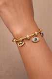 Evil eye bracelet with charms stainless steel gold plated