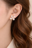 WHITE PEARL FLORAL KOREAN STUD EARRINGS