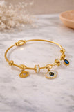 Evil eye bracelet with charms stainless steel gold plated